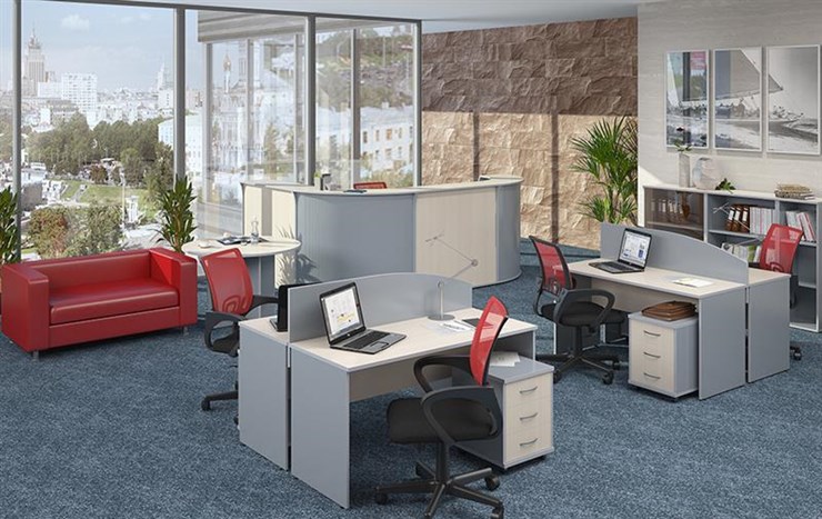 Офисный набор мебели IMAGO четыре рабочих места, стол для переговоров в Биробиджане - изображение 1
